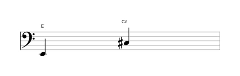 Sheet music of the Major sixth interval in three octaves (2)