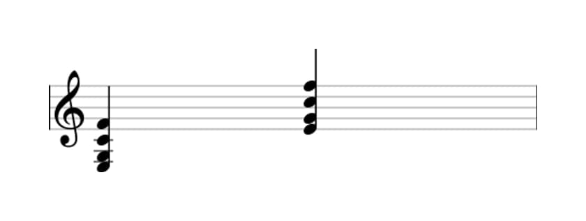 Sheet music of E Minor flat sixth flat ninth in three octaves (3)