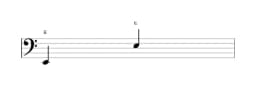 Sheet music of the note E in multiple octaves (2)
