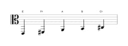Sheet music of the E Ritusen scale in three octaves (2)
