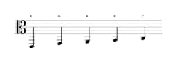 Sheet music of the E Vietnamese one scale in three octaves (2)
