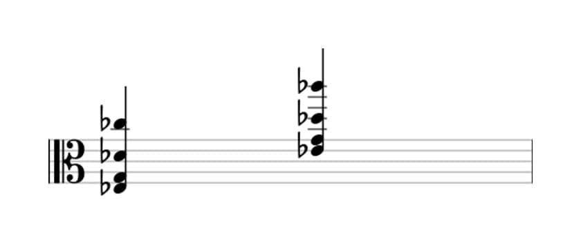 Sheet music of E flat Dominant seventh flat thirteenth in three octaves (3)