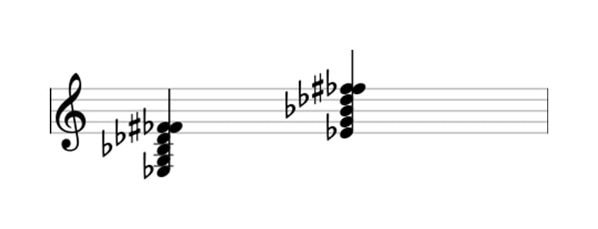 Sheet music of E flat Dominant seventh flat ninth sharp ninth in three octaves (3)