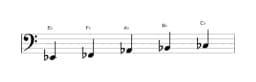 Sheet music of the E flat Kumoijoshi scale in three octaves (2)
