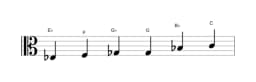 Sheet music of the E flat Major blues scale in three octaves (3)