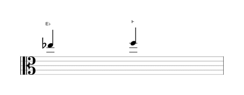 Sheet music of the Major second interval in three octaves (5)