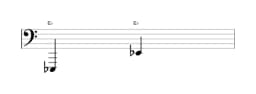 Sheet music of the note E flat in multiple octaves (1)