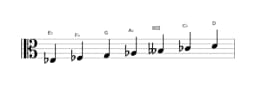Sheet music of the E flat Persian scale in three octaves (3)