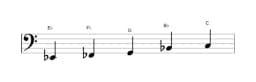 Sheet music of the E flat Scriabin scale in three octaves (2)