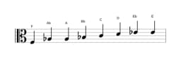 Sheet music of the F Kafi raga scale in three octaves (3)