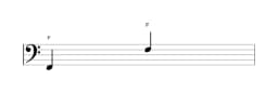 Sheet music of the note F in multiple octaves (2)