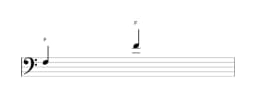 Sheet music of the note F in multiple octaves (3)