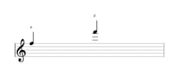 Sheet music of the note F in multiple octaves (5)