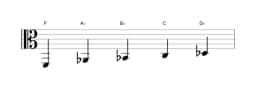 Sheet music of the F Vietnamese one scale in three octaves (2)