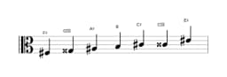 Sheet music of the F sharp Augmented heptatonic scale in three octaves (3)