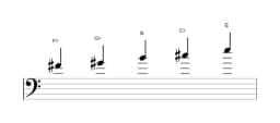 Sheet music of the F sharp Egyptian scale in three octaves (4)