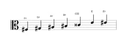 Sheet music of the F sharp Leading whole tone scale in three octaves (3)