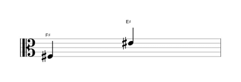 Sheet music of the Major seventh interval in three octaves (3)
