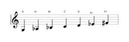 Sheet music of the G Balinese scale in three octaves (3)