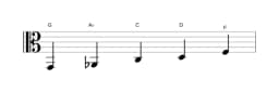 Sheet music of the G In-sen scale in three octaves (2)