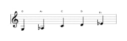 Sheet music of the G Kumoijoshi scale in three octaves (3)