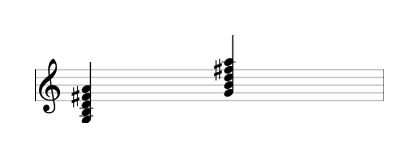 Sheet music of G Major ninth in three octaves (3)