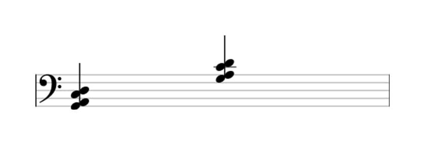 Sheet music of G Suspended second and fourth in three octaves (2)