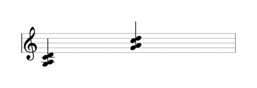 Sheet music of G Suspended second and fourth in three octaves (3)