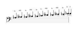 Sheet music of the G flat Chromatic scale in three octaves (3)