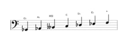 Sheet music of the G flat Lydian diminished scale in three octaves (2)