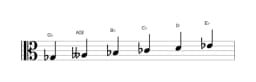 Sheet music of the G flat Six tone symmetric scale in three octaves (3)