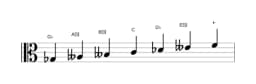 Sheet music of the G flat Todi raga scale in three octaves (3)