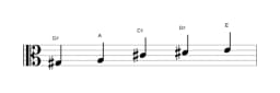 Sheet music of the G sharp Kumoijoshi scale in three octaves (3)