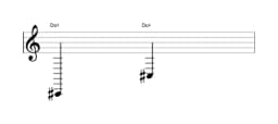 Partitura de la nota Do sostenido en múltiples octavas (2)