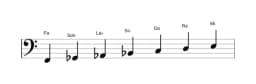 Partitura de la escala Fa Napolitana mayor en tres octavas (2)