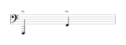 Partitura de la nota Fa en múltiples octavas (1)