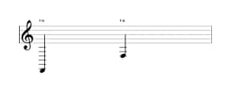 Partitura de la nota Fa en múltiples octavas (2)