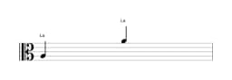 Partitura de la nota La en múltiples octavas (3)
