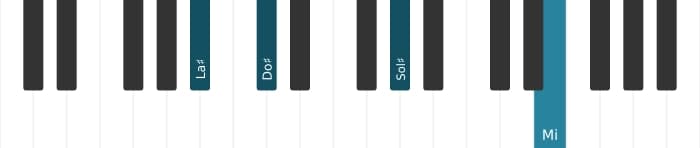 Voz de piano del acorde La sostenido Menor séptima con quinta bemol - 2