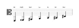 Partitura de la escala Mi Heptatónica aumentada en tres octavas (2)