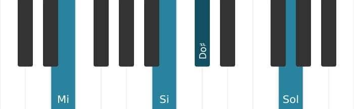 Voz de piano del acorde Mi Sexta menor - 1