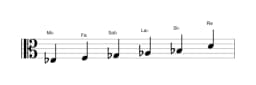 Partitura de la escala Mi bemol Hexatónica menor en tres octavas (3)