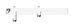 Partitura de la nota Re bemol en múltiples octavas (1)
