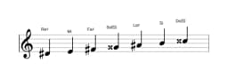 Partitura de la escala Re sostenido Todi raga en tres octavas (4)