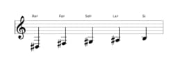 Partitura de la escala Re sostenido vietnam 1 en tres octavas (3)