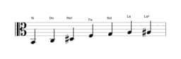 Partitura de la escala Si Enigmatica en tres octavas (2)