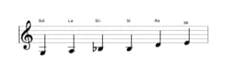 Partitura de la escala Sol Blues mayor en tres octavas (3)