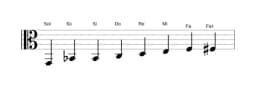 Partitura de la escala Sol Kafi raga en tres octavas (2)