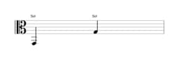 Partitura de la nota Sol en múltiples octavas (2)