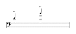 Partitura de la nota Sol en múltiples octavas (4)